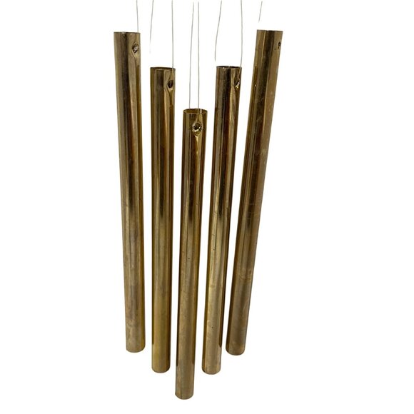 Hummingbird & Flower Stained Plastic Glass Wind Chime With Brass Tubes 6" - Picture 2 of 7